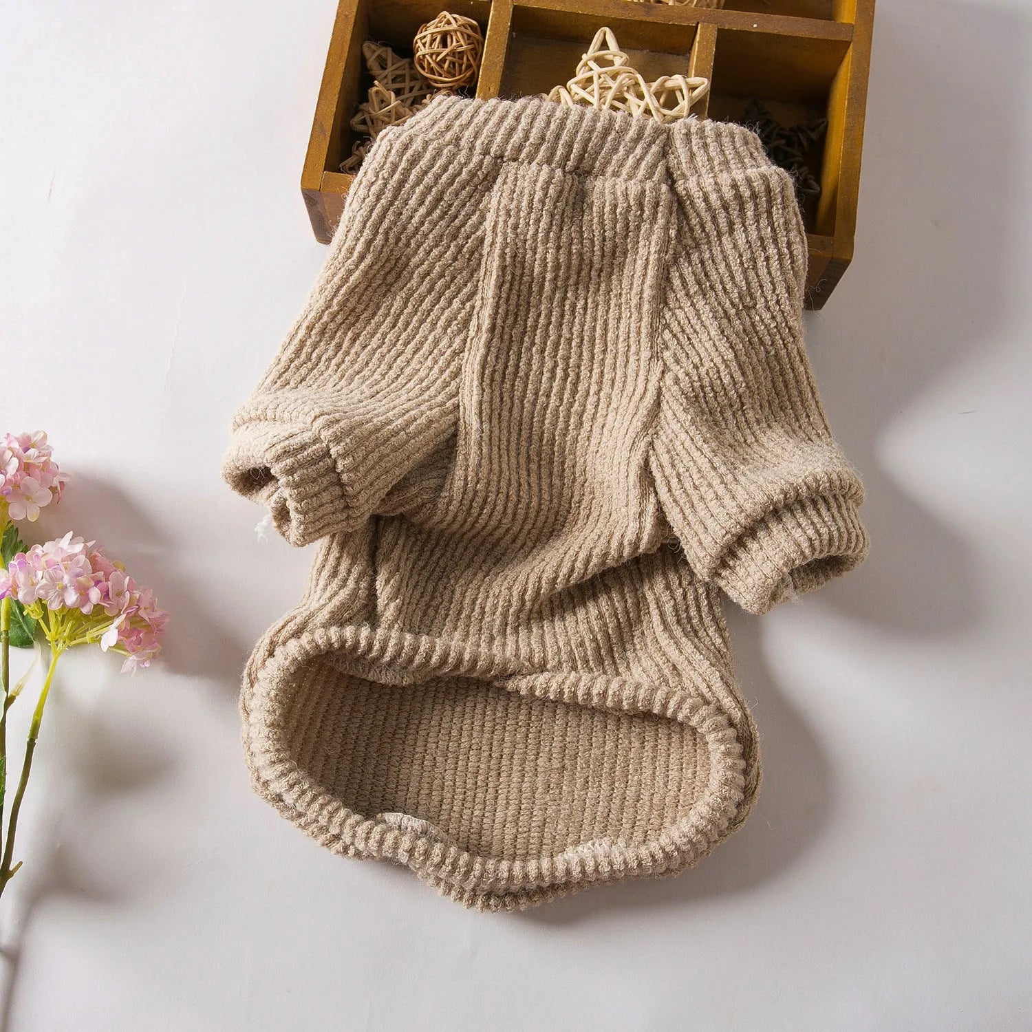 Brown cloth dog sweater pullover for small breeds in five sizes