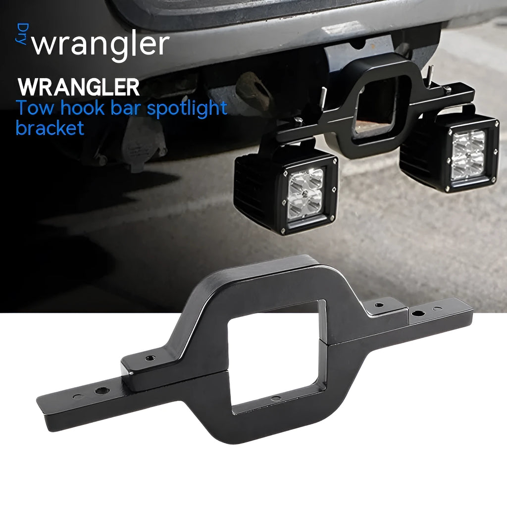 Black aluminium alloy LED reversing light bracket for a Jeep Wrangler.