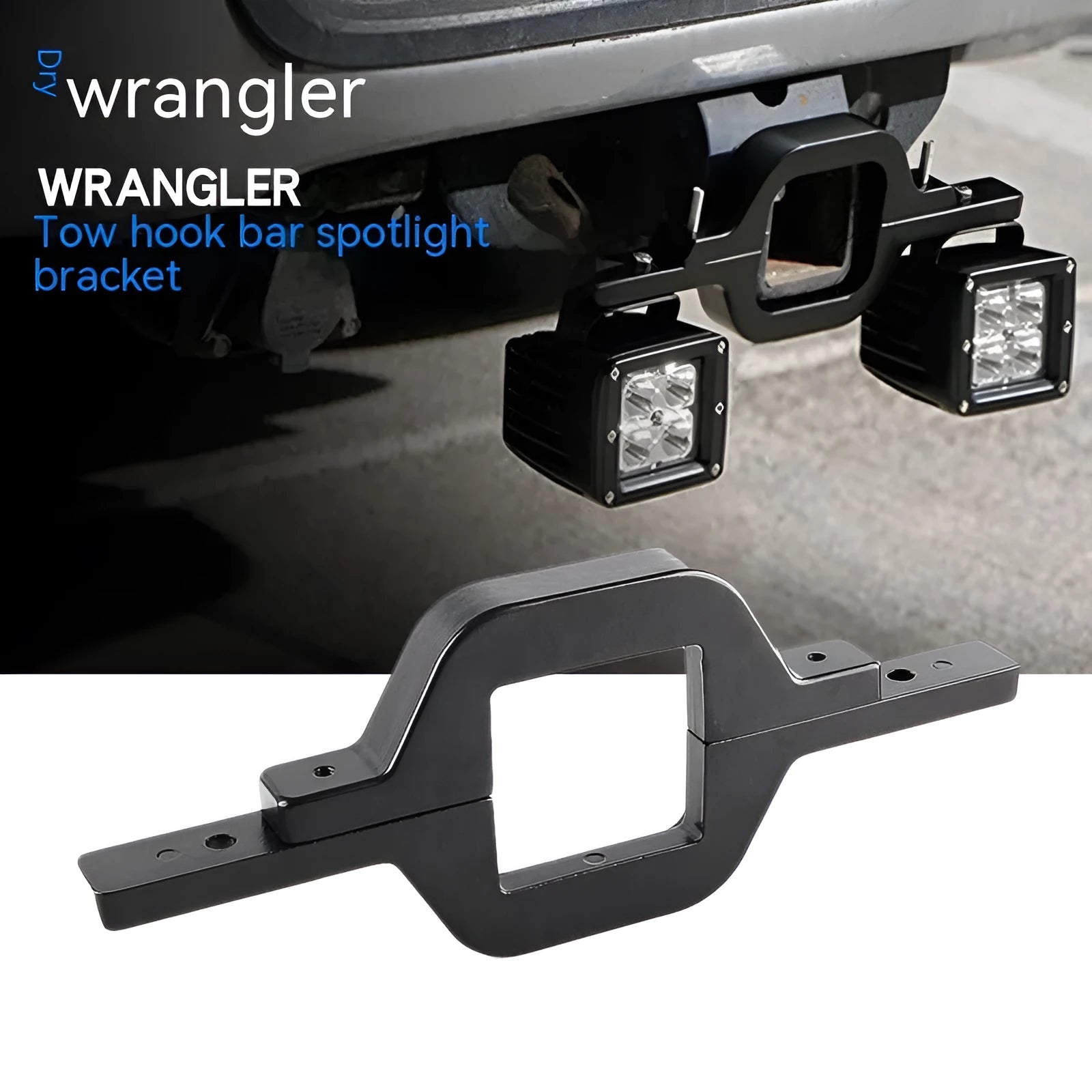 Black aluminium alloy LED reversing light bracket for a Jeep Wrangler.