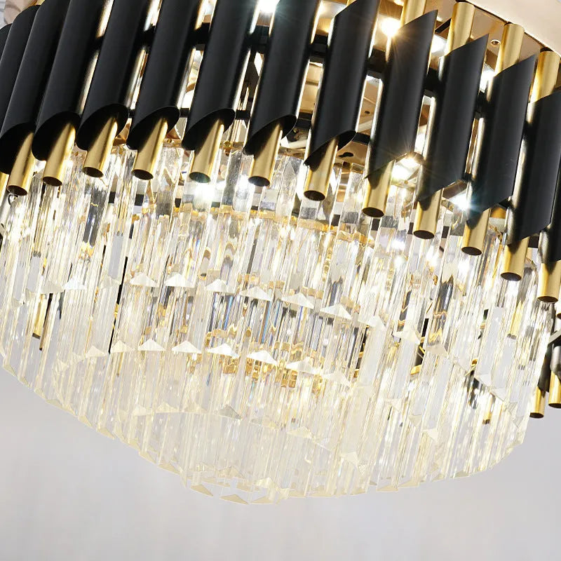 Crystal ceiling fan light with remote control in 42 inch and 48 inch diameter options
