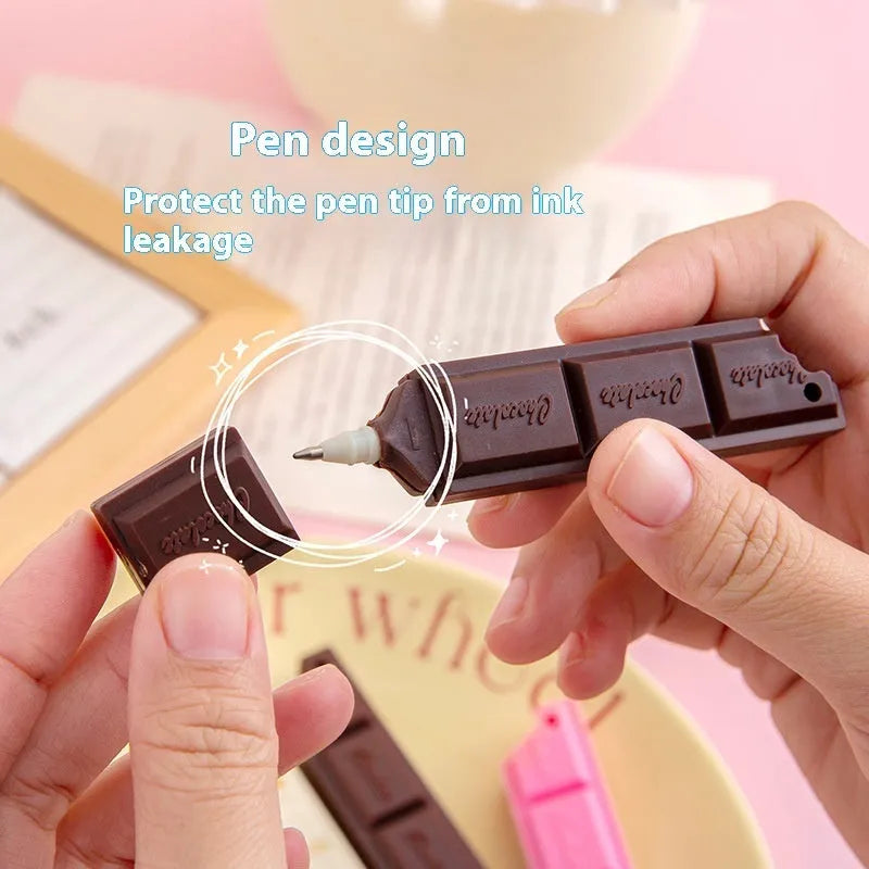 Chocolate cartoon ballpoint pen with 0.5mm tip in pink, beige, or brown refill colour.