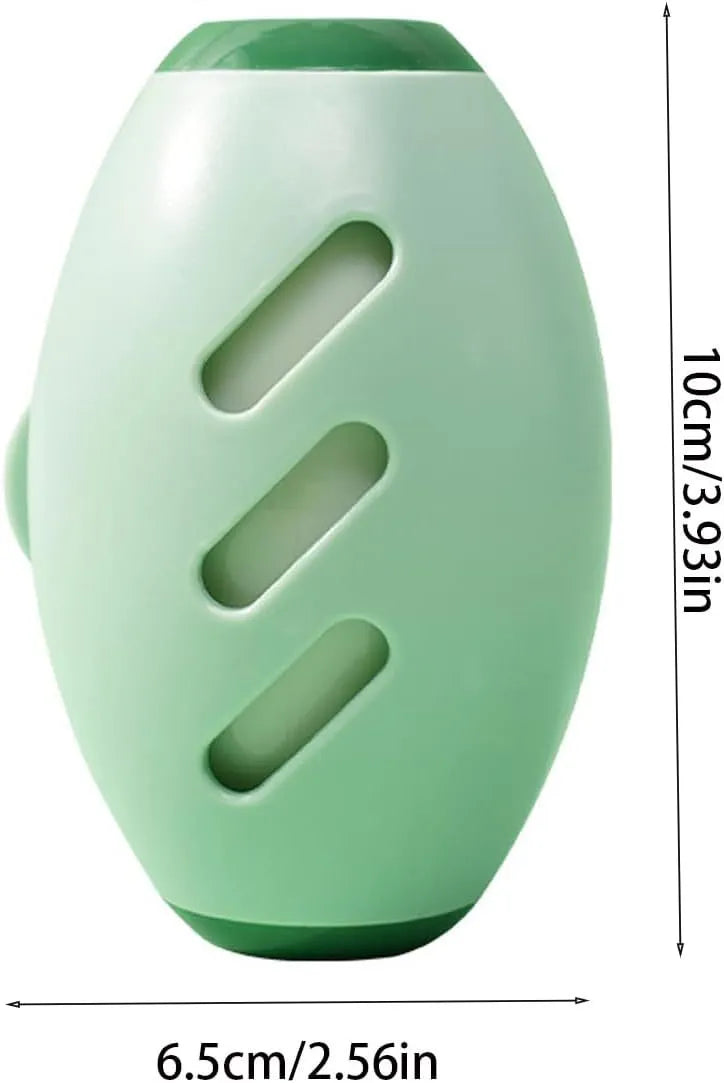 Green and white reusable gel lint roller ball for portable pet hair removal.