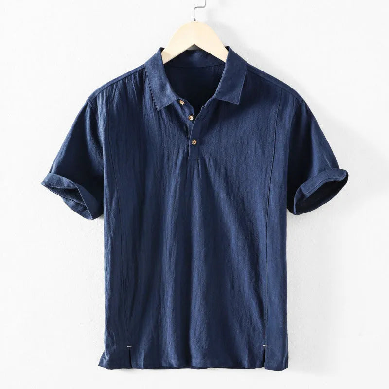 Men's cotton linen casual shirt in loose fit showing milky white colour option