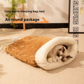 Flannel cat sleeping bag nest in blue rabbit design measuring 50 by 40 cm