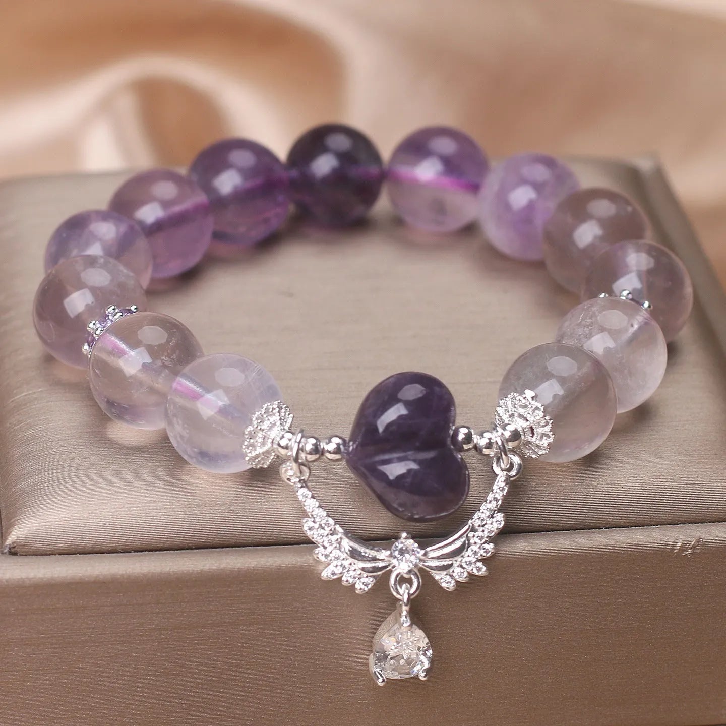 Natural amethyst agate bracelet for women purple fluorite colour ethnic style handmade