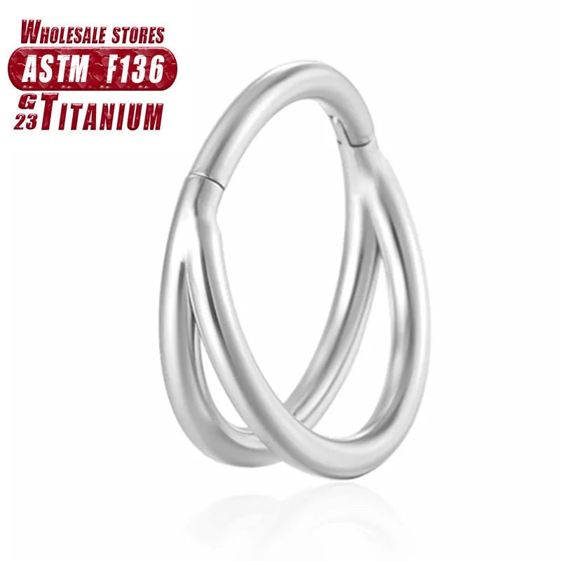 Titanium alloy fork-style nose ring body jewellery shown in silver finish.