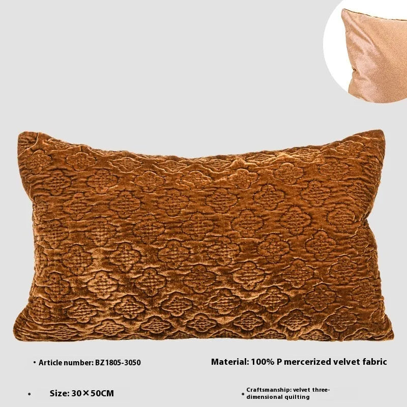 Brown gold antique style three-dimensional quilted cushion pillow with Chinese design