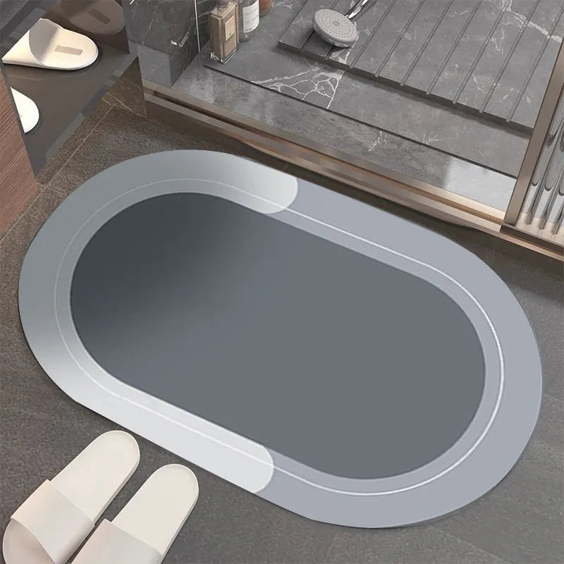 Modern simple diatom ooze bathroom mat in rectangular oval shape with non-slip backing