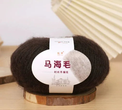 Hand-woven mohair wool ball for DIY scarf knitting projects in multiple colour options