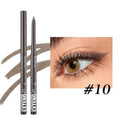 Set of 12 colourful gel glitter eyeliner pencils showing matte, metallic, pearl, and glitter finish effects