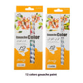 Set of artist pigment tubes for watercolour, gouache, acrylic, and oil painting in 12 colours