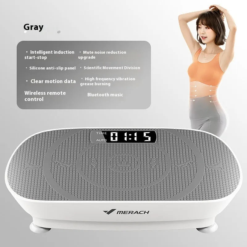 Grey or pink portable smart power plate with Bluetooth, dimensions 58cm by 38cm.