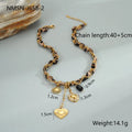 Stainless steel leopard love pendant necklace with adjustable chain and 18K gold electroplating