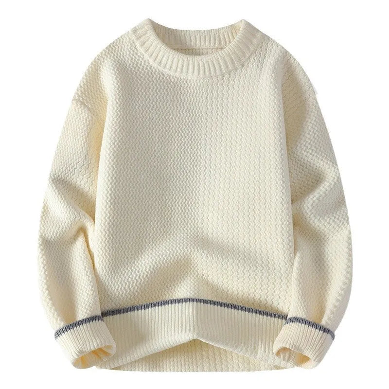 Men's loose fit round neck casual sweater in chemical fibre blend fabric available in multiple colours