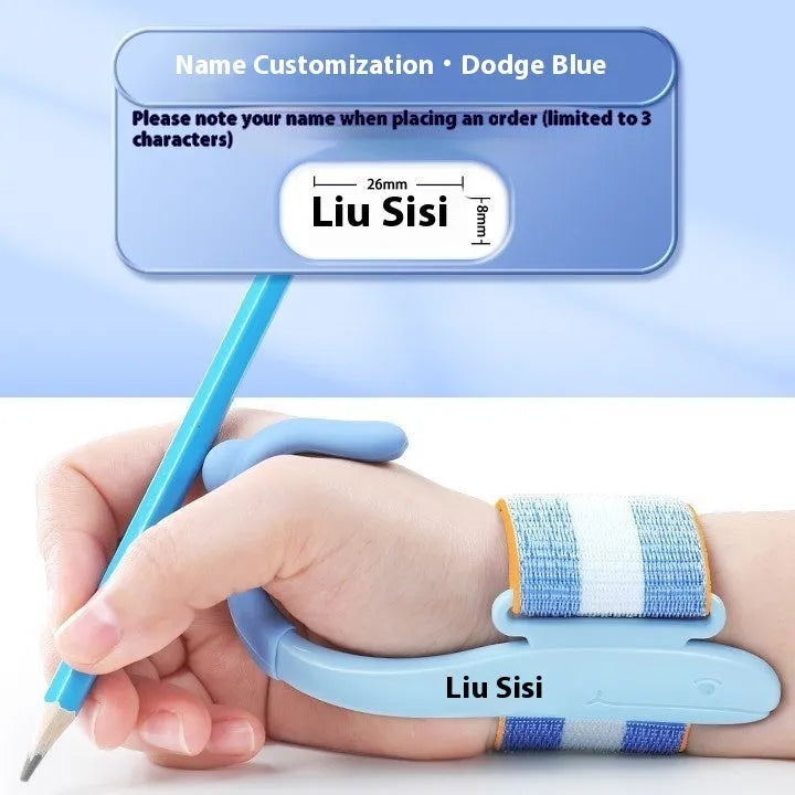 Anti-hook holder pen control corrector wrist brace for handwriting improvement in blue colour