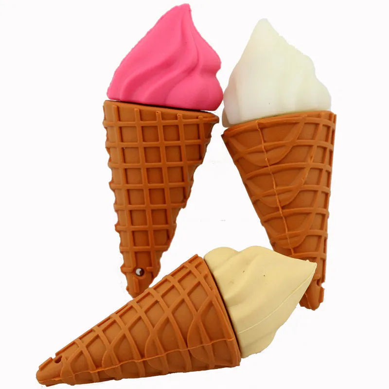 Pink mini ice cream shaped USB memory stick flash drive on white background
