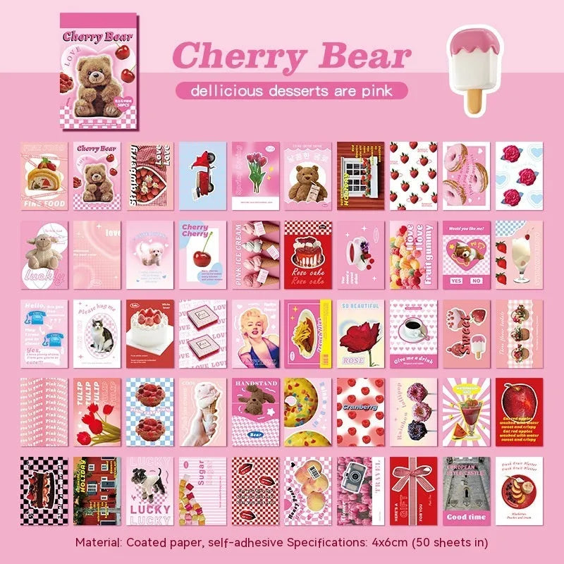 Pack of cartoon mini sticker books with American retro designs in various colours including black, pink, and blue, size 4x6cm