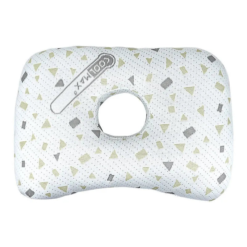 Beauty salon single hole ear pillow in New Chinese style, showing centre cut-out.
