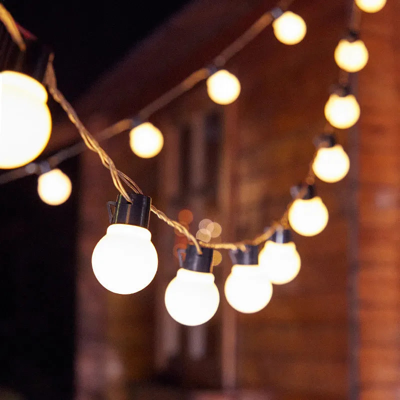 10-metre black line solar decorative light set with 40 LED lamps for outdoor festival and tent use.