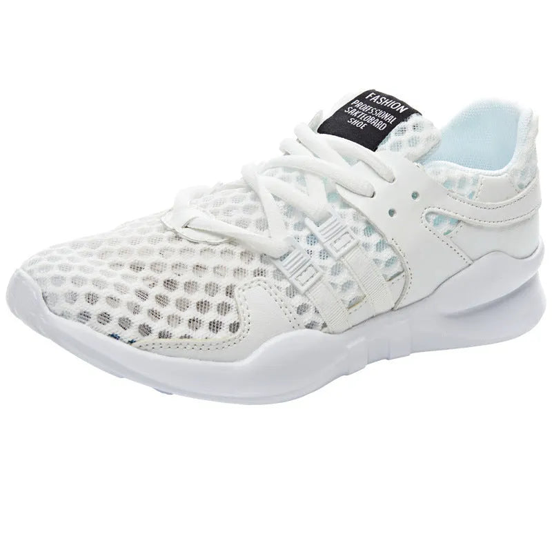 Casual low-top sneaker with mesh upper and hollow breathable design for summer wear