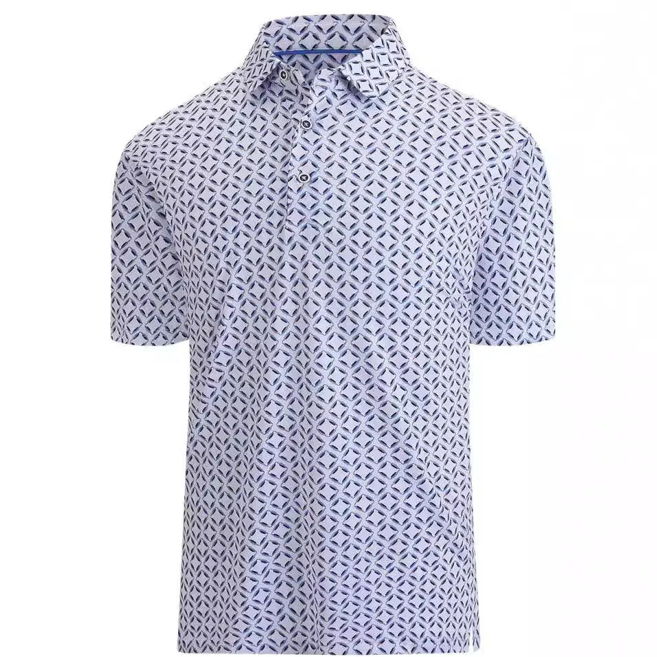 Men's short sleeve mesh T-shirt with 3D printing pattern and zipper decorations