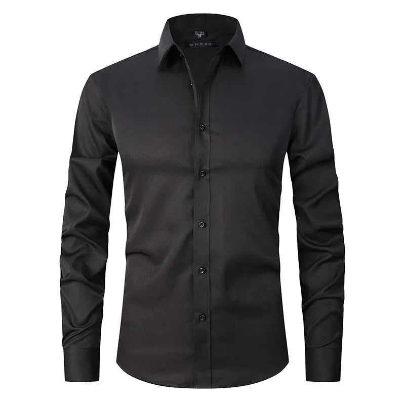 Men's stretch long sleeve work shirt in polyester available in multiple colours with Asian fit sizing
