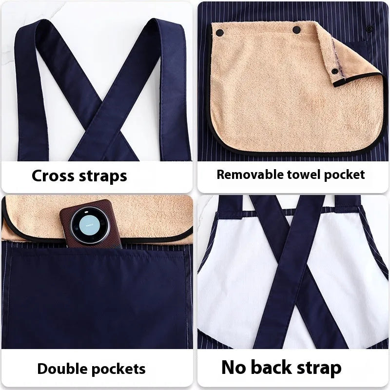 Composite waterproof kitchen apron in various colours including black, blue and coffee options