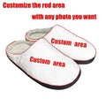 Custom printed pattern on warm flannel slippers with a TPR sole.