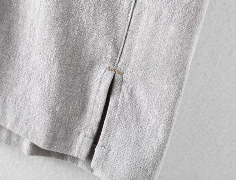 Men's cotton linen casual shirt in loose fit showing milky white colour option