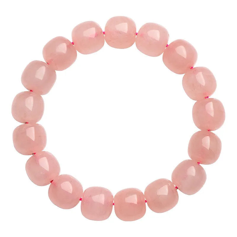 Pink barrel-shaped crystal bead bracelet with polished finish and original geometry design
