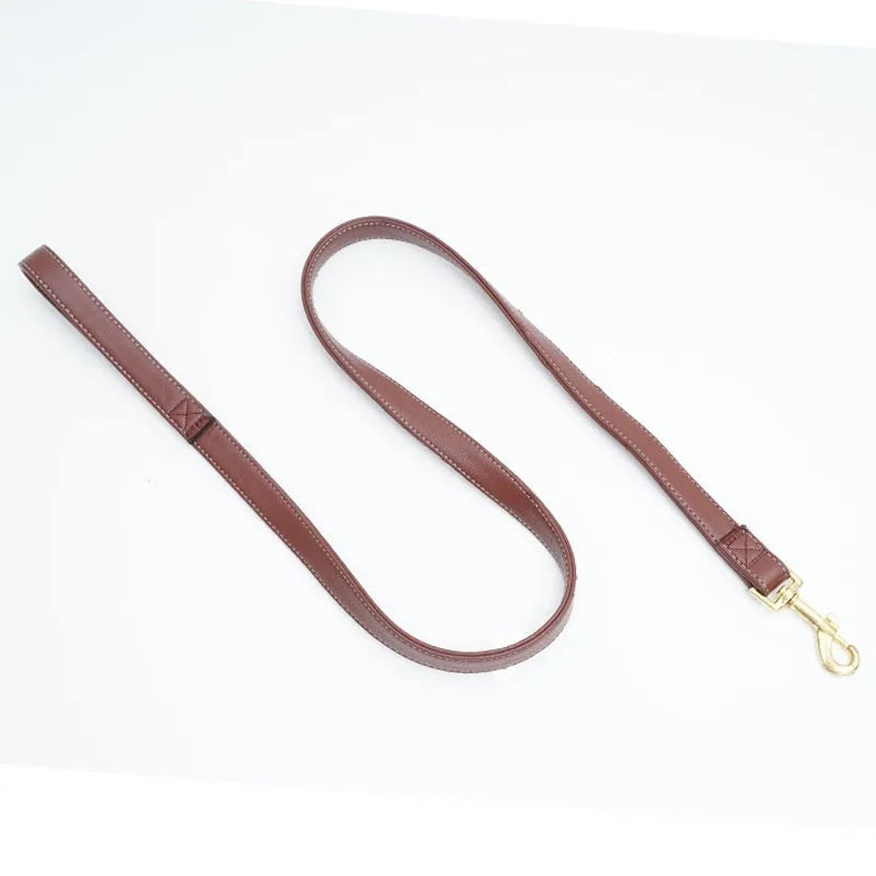 Black and maroon PU leather dog traction belt shown in 1.5m, 2m, and 2.5m lengths.
