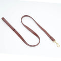 Black and maroon PU leather dog traction belt shown in 1.5m, 2m, and 2.5m lengths.