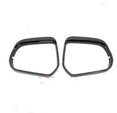 Pair of plastic rearview mirror protection covers in silver and black decorative finishes