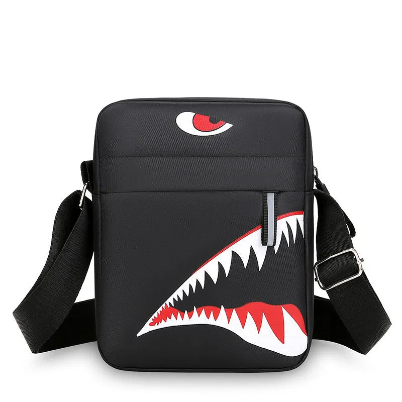 Men's small casual crossbody bag in Oxford cloth with animal print patterns