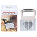 Stainless steel potato wave knife on a kitchen counter, showing its crinkle cut blade and compact 14 cm size.
