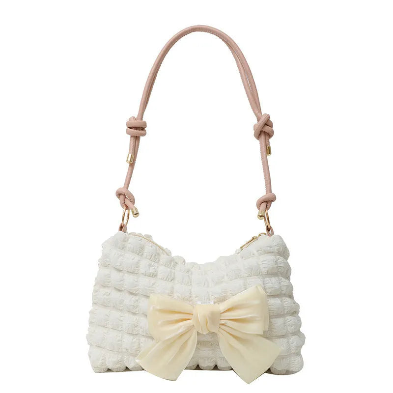 Women's one-shoulder canvas handbag in horizontal square shape with single strap