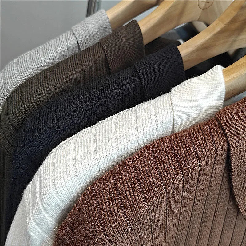 Boys modal rabbit fur knitted pullover sweater with striped lapel and long sleeves