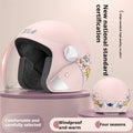 Electric bicycle helmet with winter scarf attachment in blue colour with anti-fog visor