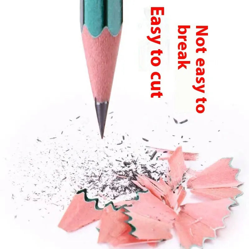 Green Rod wooden pencil set with six-angle shape containing HB and 2B graphite grades