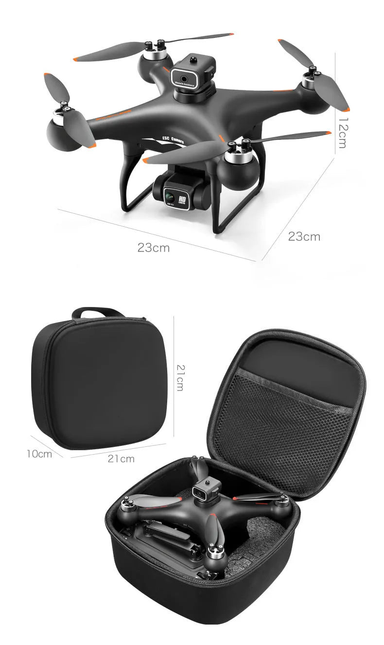 Brushless UAV drone with four-side obstacle avoidance and HD camera in flight position
