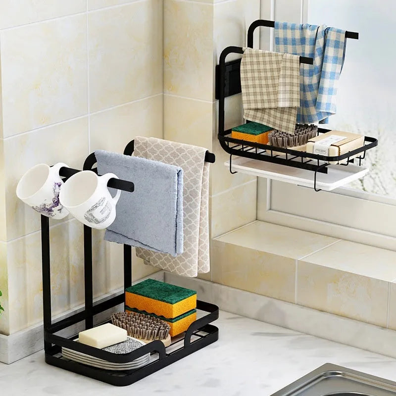 Foldable plastic kitchen storage rack in new Chinese style for wall or tabletop mounting