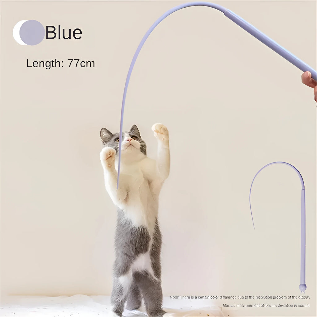 Blue simulated mouse tail cat toy with silicone tail and ABS cat head for interactive play