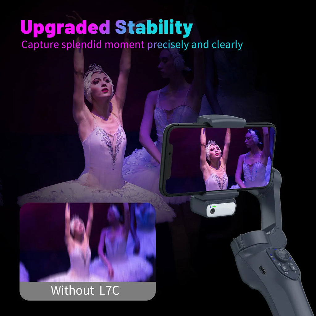 Foldable handheld stabilizer in L7Cpro gun colour with ABS construction and USB charging port