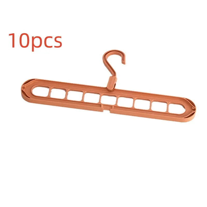 Plastic nine-hole hanger in beige blue gray green or pink for folding pant storage