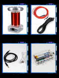 Musical Tesla coil driver board and controller unit with cables for high-voltage plasma arc demonstrations