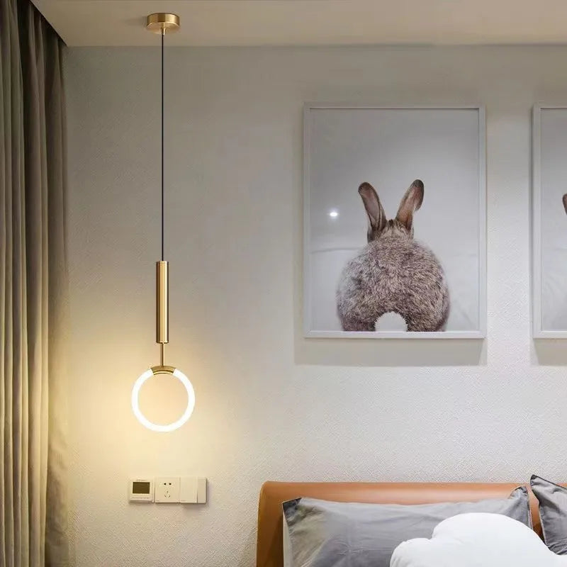 Nordic minimalist U-shaped bedside pendant lamp with three light modes