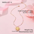 Women's stainless steel necklace with 18K gold plating showing heart pendant with fruit designs