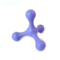 Blue silicone three-legged chew toy for puppy teething relief and dental cleaning