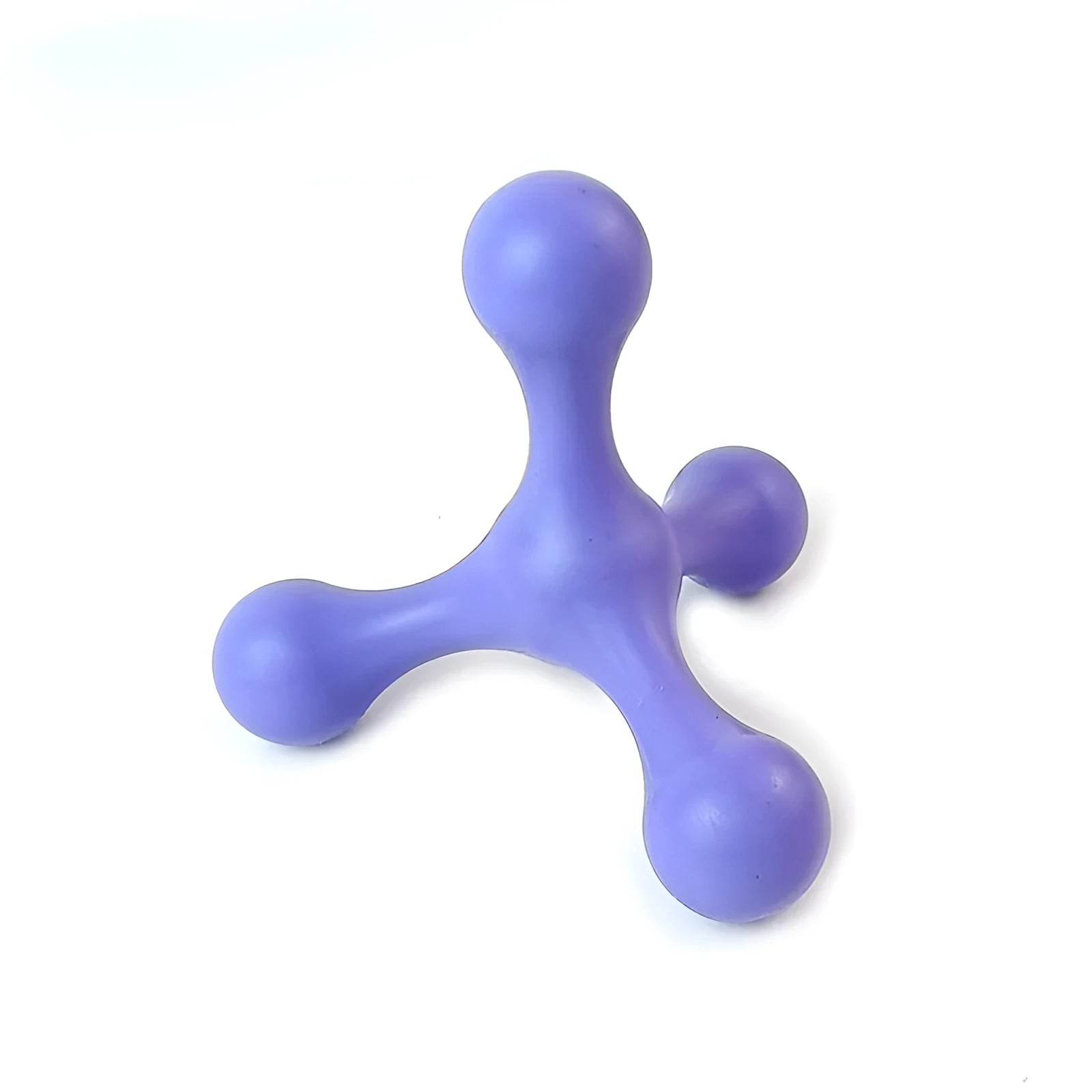 Blue silicone three-legged chew toy for puppy teething relief and dental cleaning