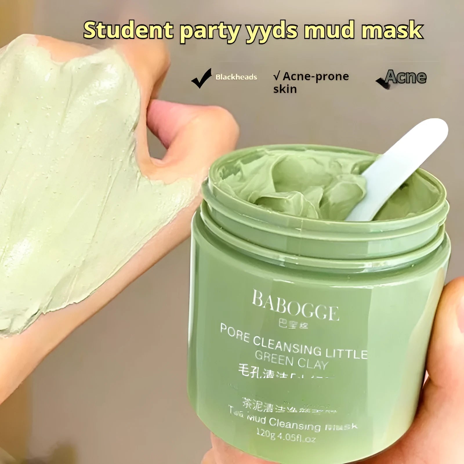 120g clay cleansing facial mask jar with daub application for deep cleansing without skin pulling